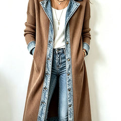 Sylvie | Contrast-Trim Long Cardigan