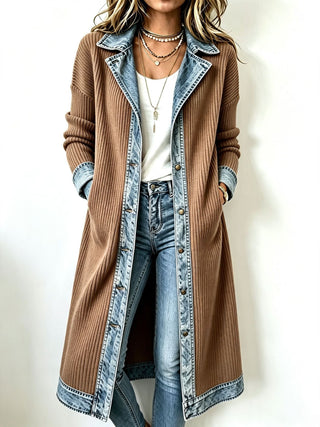 Sylvie | Contrast-Trim Long Cardigan