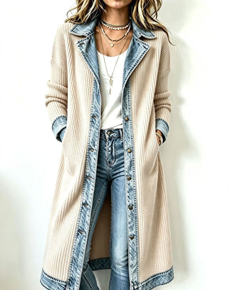 Sylvie | Contrast-Trim Long Cardigan