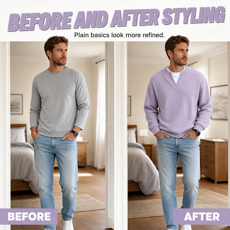 Benjamin | Textured Mock-Layer Sweater
