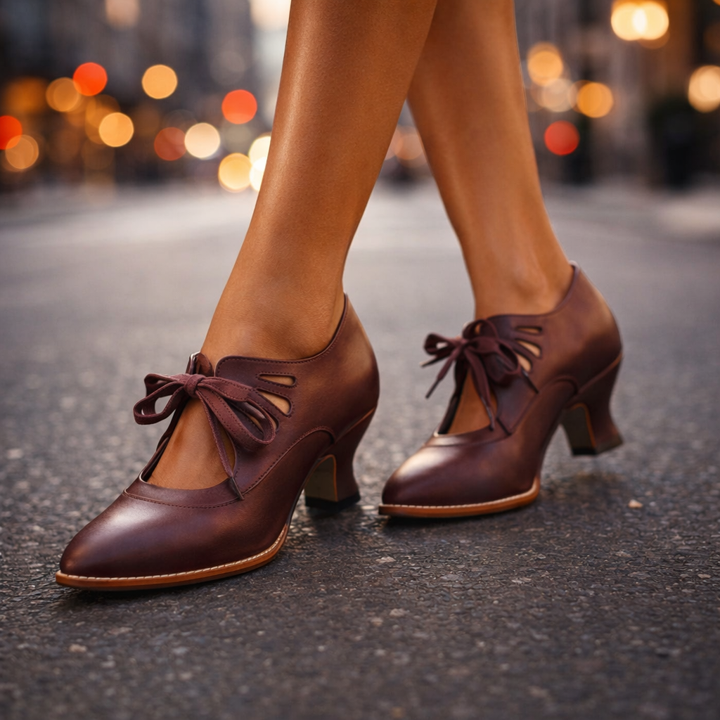 Sabine | Lace-Up Almond-Toe Pumps