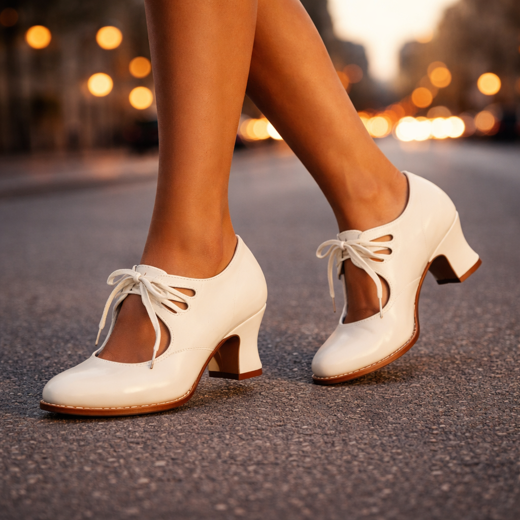 Sabine | Lace-Up Almond-Toe Pumps