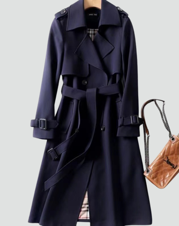 Monique | Double-Breasted Long Trench Coat